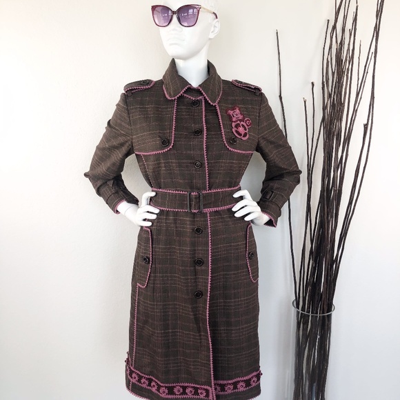 Moschino Jackets & Blazers - Moschino | Y2K Plaid Wool Trench Coat